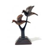 Vintage pair of nesting ironwood birds figurine,