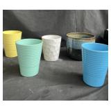 Group of ceramic pots 7?h x 8? diam smallest 6?