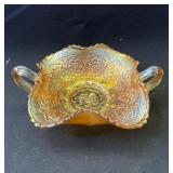Vintage marigold carnival glass dish
