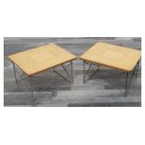 Pair of Herman Miller Eames style wire base low