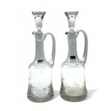 Pair of Vintage Toscany Romanian glass decanters