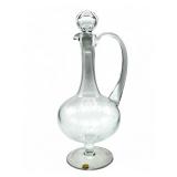 Vintage Romanian art glass decanter, 14 1/2" h.