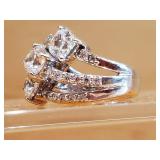 Sterling silver ring with cz diamonds.