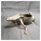 Figural metal frog & seashell bowl