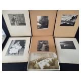 Group of black & white photographs on card