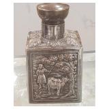 Antique tea caddy, silver plated Dutch repousse
