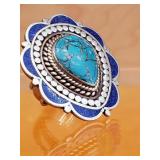 Tibetan handmade ring  with turquoise and lapis