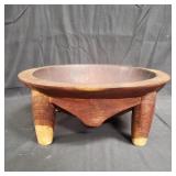 Fijian carved wood ceremonial kava bowl