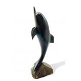 Vintage carved ironwood dolphin figurine, 10 1