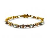 Sterling silver gemstone bracelet, 11.09 grams