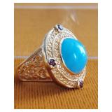 Gold washed Sterling silver 925 ,  Cyan color