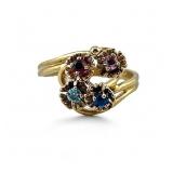 Sterling silver multi colored floral stone ring,