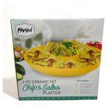 Sealed Parini 2pc ceramic chip & dip platterNew