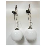 Pair of round globe lights, 12" diam.One hard