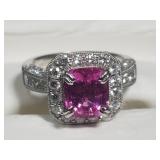 14kt white gold Diamond and ruby stone