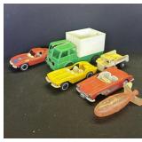 5 vintage plastic toy cars