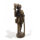 Vintage carved wood man statue, 16 1/2" h