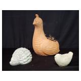 Group of terracotta quail planter (12" h. x 7"