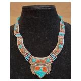 Tibetan handmade necklace with turquoise and