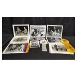 Box of dog show photos and ribbons