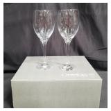 Pair of Orrefors crystal goblets in original box