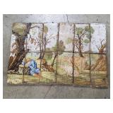 Antique signed hand painted tiles