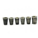 6 Vintage Zinn Becher German pewter glasses