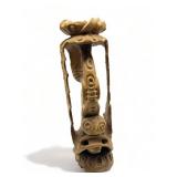 Vintage hand carved wooden totem sculpture c