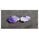 Pair of polish & cut amethyst quartz clips/