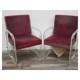 Pair of vintage upholstered lucite chairs