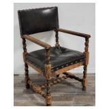 Vintage Spanish style leather arm chair