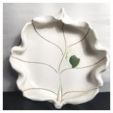 La Canada Pottery white ceramic leaf bowl