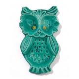 Mid century signed ceramic owl spoon rest, 7" l.