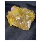 Yellow quartz cluster specimen
