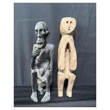 Pair of vintage African & Indonesian sculptures