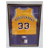 Framed signed Abdul-jabbar jersey
