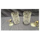 Pair of vintage crystal and brass hanging small