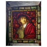 Vintage stained glass Christopher Columbus wall