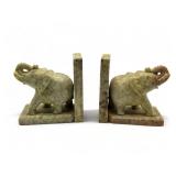 Pair of vintage marble elephant bookends