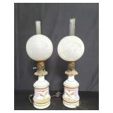 Pair of vintage porcelain table lamps
