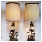 Pair of vintage brass table lamps