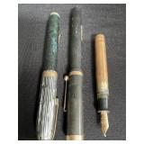 Three 14k gold-nib fountain pens
