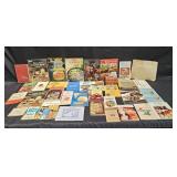 Large group of vintage cookbooks and recipes,