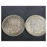 Pair of Morgan silver dollar coins