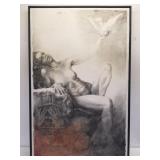 Lilian Broca signed "Tel Shalom" mixed media art