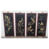 Four Asian soapstone plaques