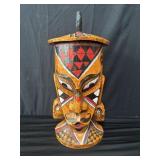 Vintage Indonesian hand carved painted wood head