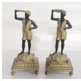 Pair of  vintage blackamoor brass figural candle
