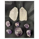 Amethyst and white quartz specimens lot