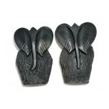 Pair of carved stone elephant figurines, 5" h.